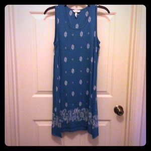 Soma S aqua print bordered A-line tent dress